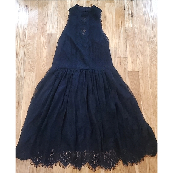 Free People 'Verushka' Lace Mini Dress Size 4 Black - Picture 9 of 13